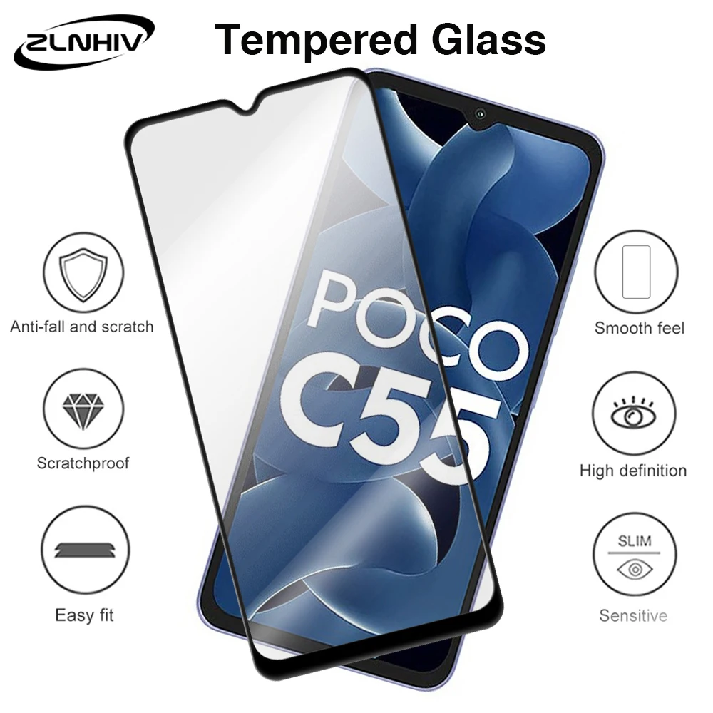 

ZLNHIV 9D Tempered glass smartphone For xiaomi Poco C40 C50 C55 C51 M4 5G M5 M3 C31 F5 pro screen protector HD protective film