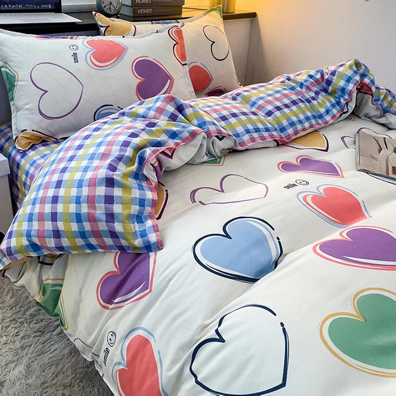 Cute Heart Print Nordic Duvet Cover Single 150x200 Pillowcase Bed Sheet 4pcs Bedding Sets Washed Cotton Bedclothes Quilt Cover
Cute Heart Print Nordic Duvet Cover Single 150x200 Pillowcase Bed Sheet 4pcs Bedding Sets Washed Cotton Bedclothes Quilt Cover