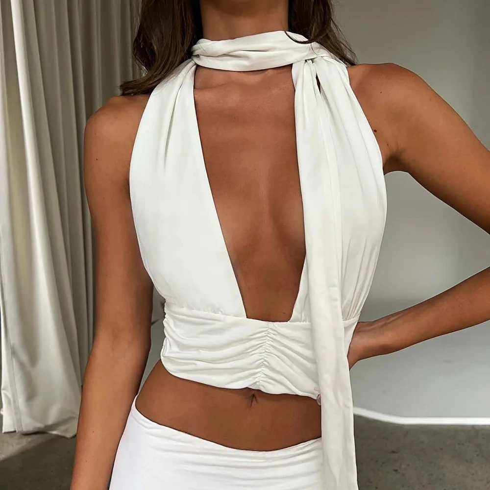 Summer New women's Clothing Yk2 Fashion Sexy Multi Wear Hanging Neck Strap Top Solid Color Hollow Low Cut Sleeveless Vest Female
Summer New women's Clothing Yk2 Fashion Sexy Multi Wear Hanging Neck Strap Top Solid Color Hollow Low Cut Sleeveless Vest Female