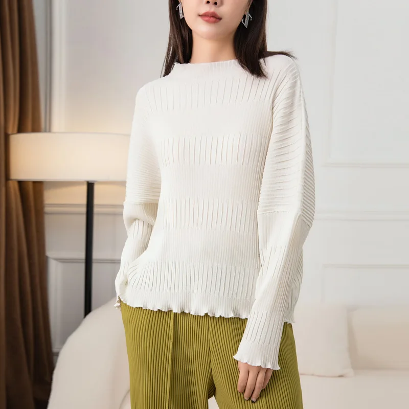 Miyake pleated top women's long-sleeved autumn and winter new elastic jacquard half turtleneck fashion loose bottoming shirt
Miyake pleated top women's long-sleeved autumn and winter new elastic jacquard half turtleneck fashion loose bottoming shirt