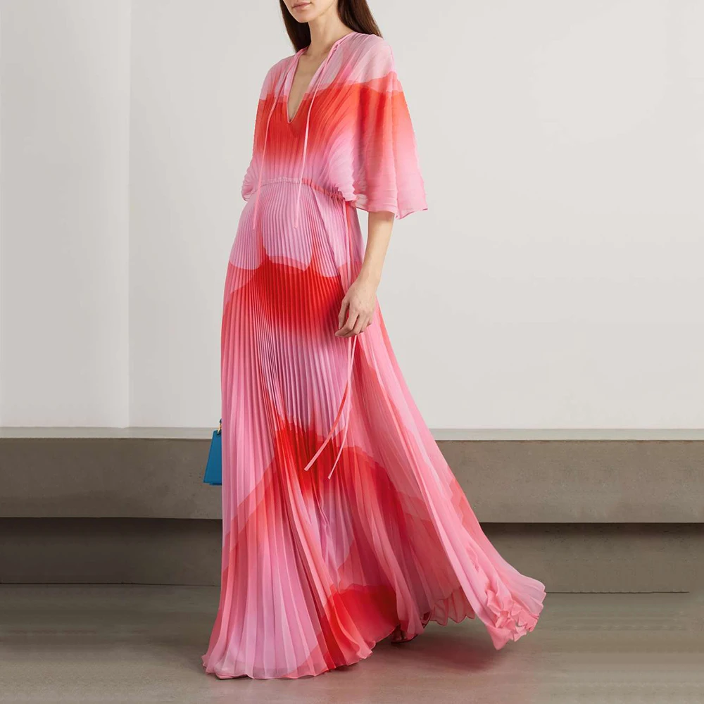 Elegant Pink Pleated Maxi Dresses Women Summer Holiday Beach V Neck Loose Lace-up Mesh Sundress Party Club Dress 2022 Vestidos
Elegant Pink Pleated Maxi Dresses Women Summer Holiday Beach V Neck Loose Lace-up Mesh Sundress Party Club Dress 2022 Vestidos
