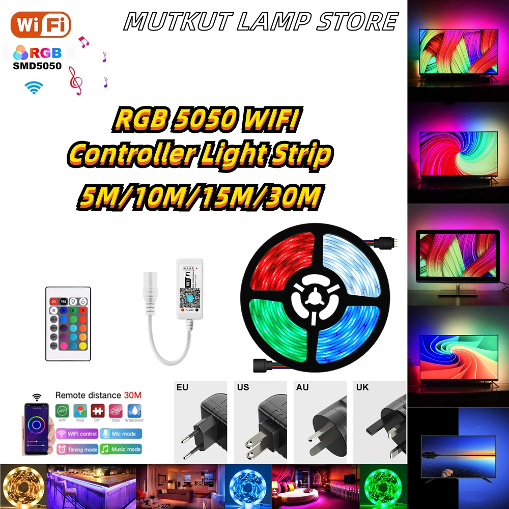 RGB 5050 LED Light Strips Bluetooth WIFI Controller Flexible Decoration BackLight Night Lamp Luminous String For Home Bedroom
RGB 5050 LED Light Strips Bluetooth WIFI Controller Flexible Decoration BackLight Night Lamp Luminous String For Home Bedroom