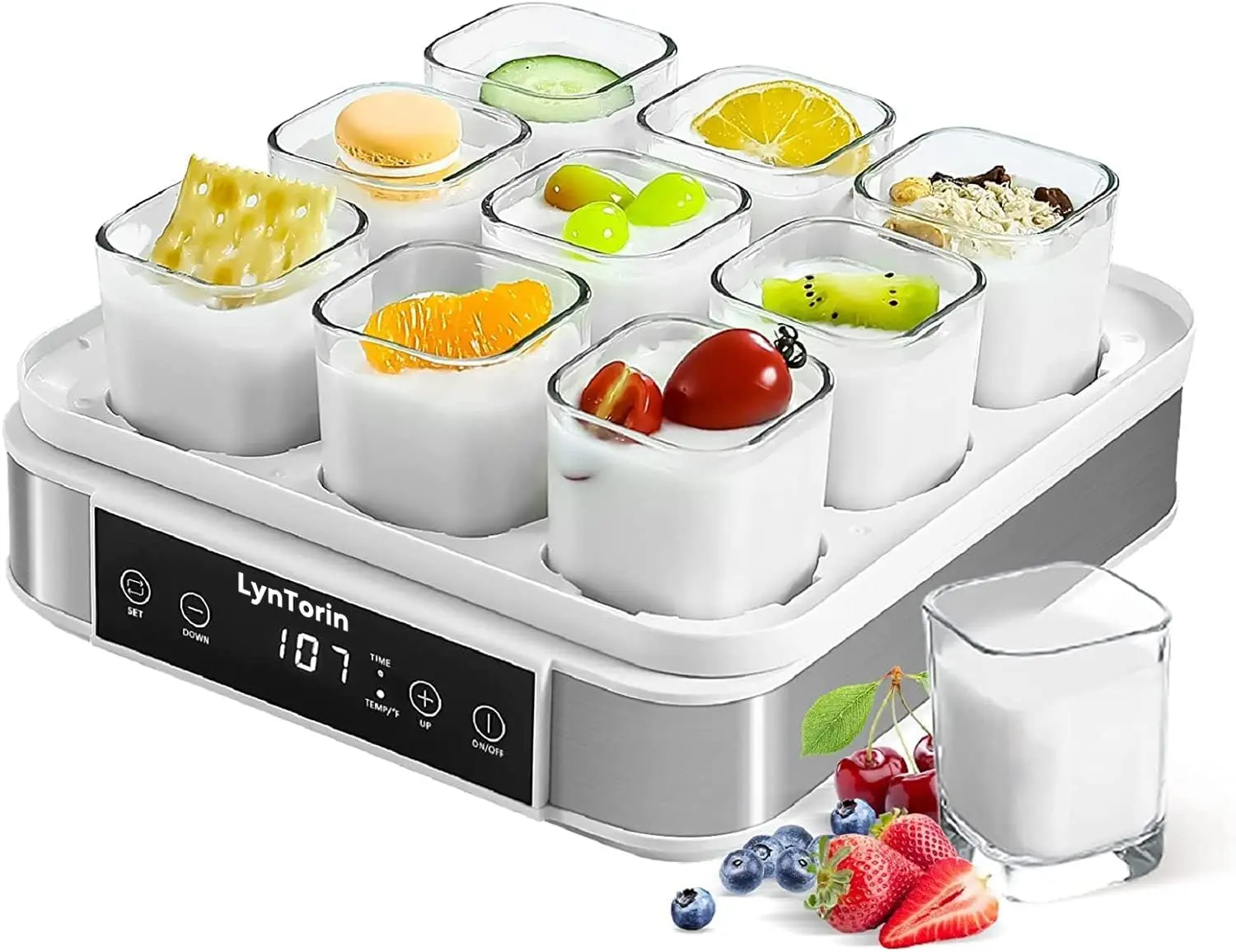 Maker, Automatic Digital Yogurt Maker with Adjustable Temperature & Time Control, 9pcs Glass Jars 52 Oz Stainless Steel Yogh Mic
Maker, Automatic Digital Yogurt Maker with Adjustable Temperature & Time Control, 9pcs Glass Jars 52 Oz Stainless Steel Yogh Mic