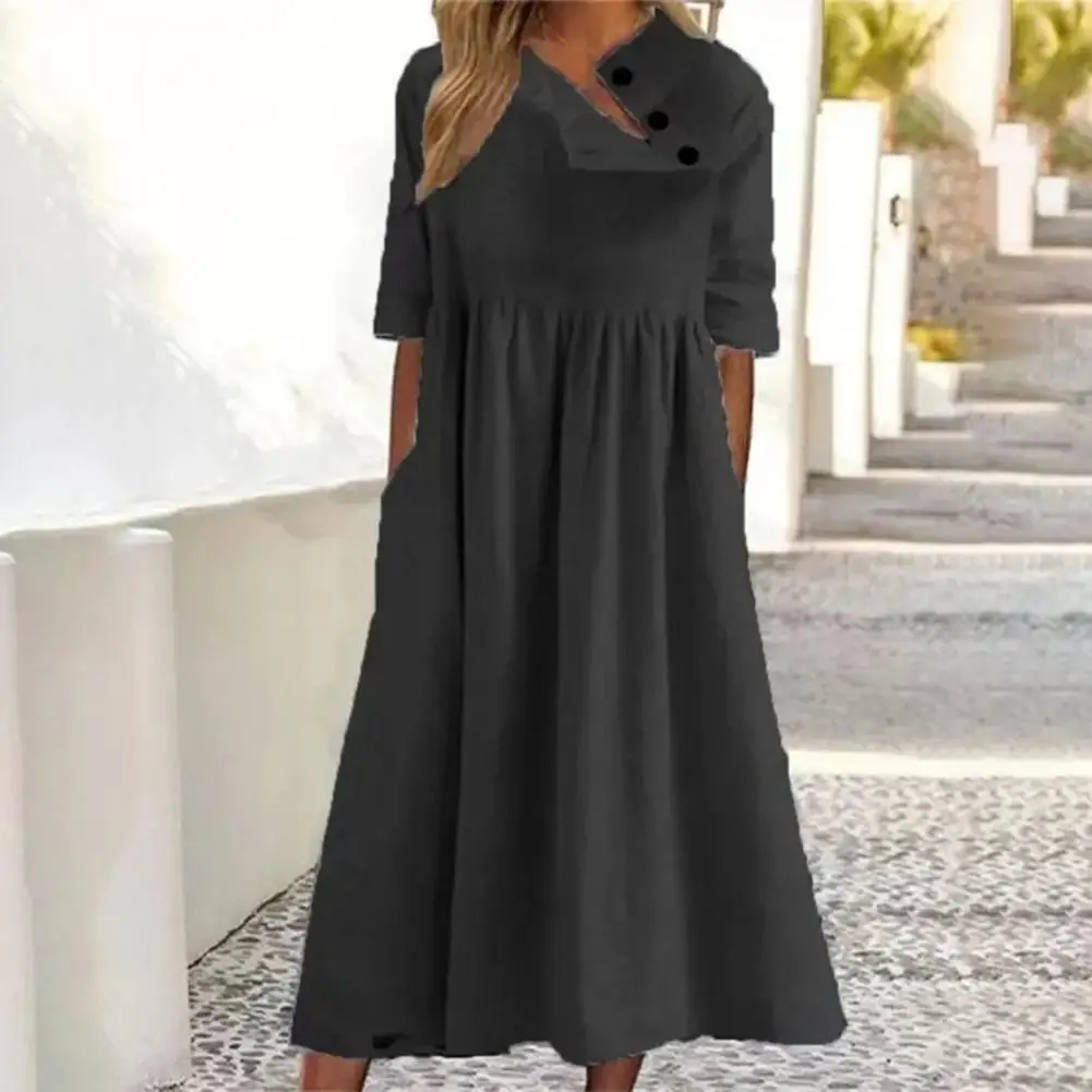 Simple Pleated Flowy Hem Solid A-line Midi Dress Breathable Party Dress Lady Summer Casual Loose Hem Dress Streetwear
Simple Pleated Flowy Hem Solid A-line Midi Dress Breathable Party Dress Lady Summer Casual Loose Hem Dress Streetwear