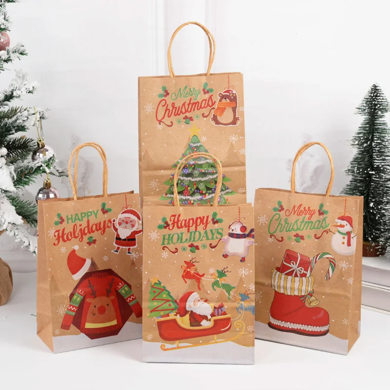 5pcs Merry Christmas Kraft Paper Gift Bags Xmas Candy Cookie Packaging Bag with Handle Christmas New Year Present Bags Supplies
5pcs Merry Christmas Kraft Paper Gift Bags Xmas Candy Cookie Packaging Bag with Handle Christmas New Year Present Bags Supplies