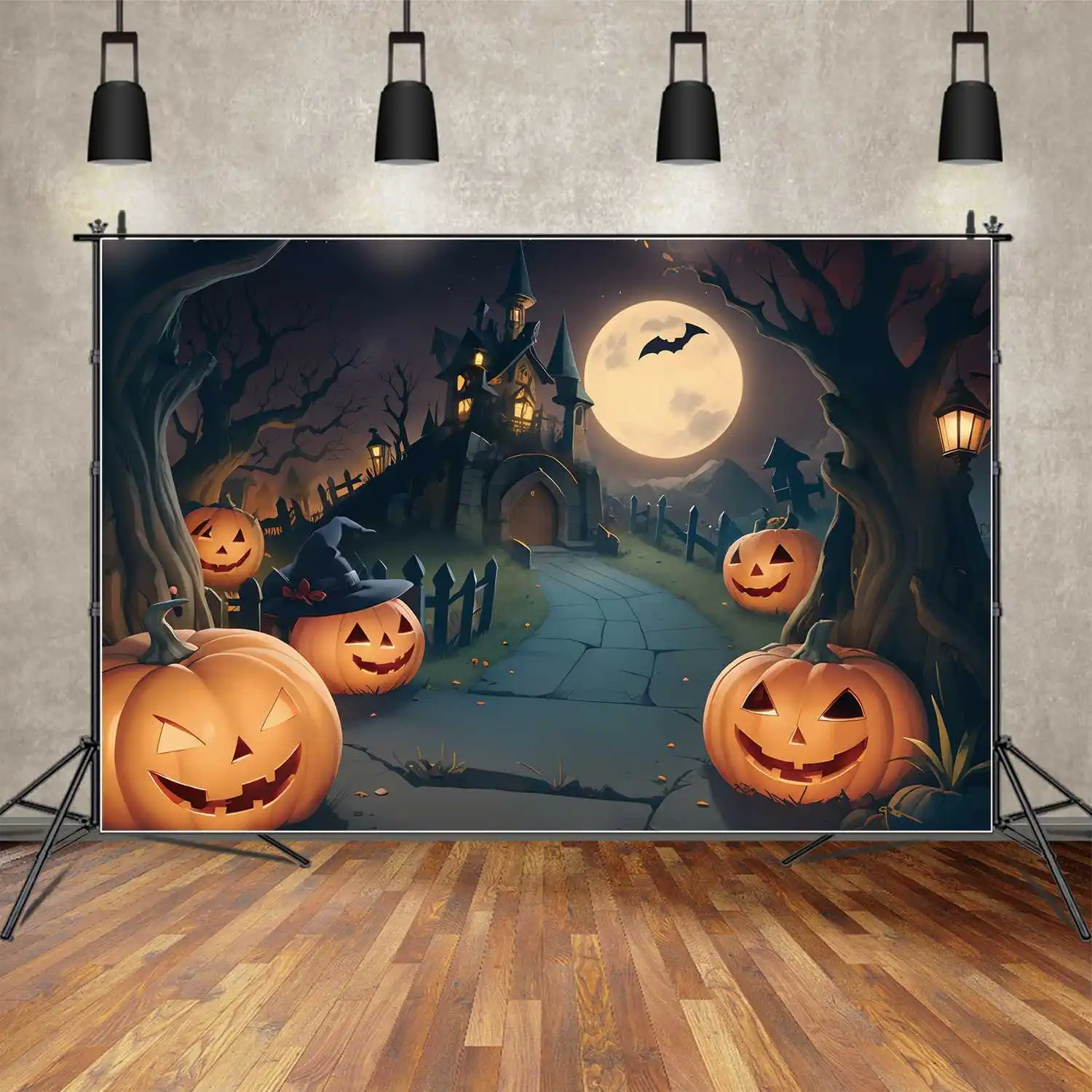 MOON.QG Photo Backdrop Baby Castle Halloween Pumpkin Party Background Children Mountain Tower Decor Wood Fence Branch Bat Props
MOON.QG Photo Backdrop Baby Castle Halloween Pumpkin Party Background Children Mountain Tower Decor Wood Fence Branch Bat Props