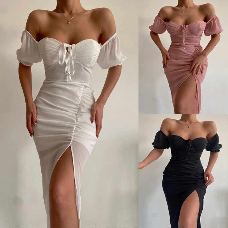 Sexy Hem Slit Tube Dress Women Summer Dresses 2022 NEW Folds Solid Ruffle Short Puff Sleeves Lace-up Slim Pack Hip Dress
Sexy Hem Slit Tube Dress Women Summer Dresses 2022 NEW Folds Solid Ruffle Short Puff Sleeves Lace-up Slim Pack Hip Dress