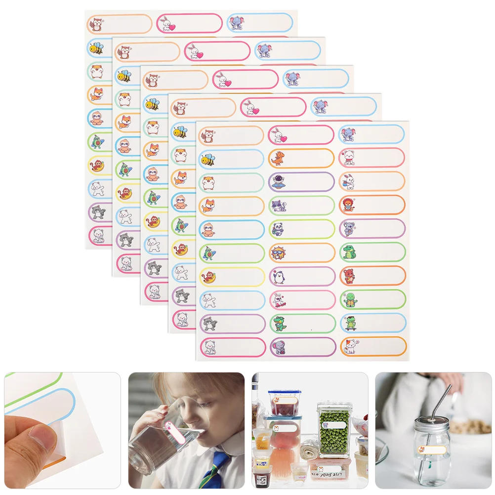 

5 Sheets Label Stickers Labels Unisex Clothing School Supplies Name Tags Bottle Daycare Reusable Preschool Student