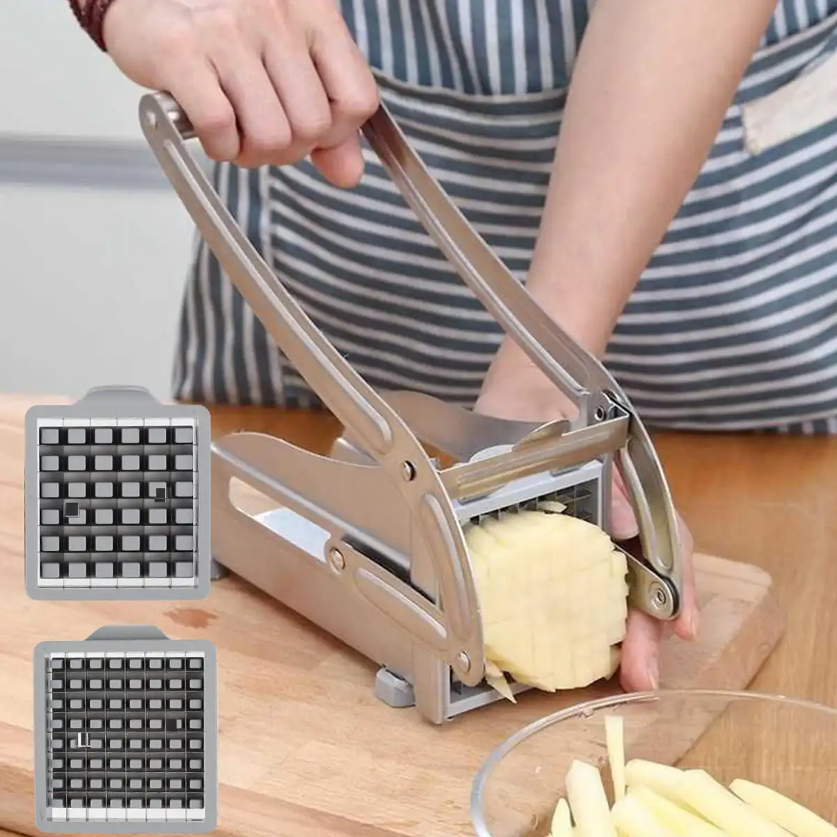 French Fry Cutter Multifunction Vegetable Fruit Chopper with 2 Stainless Steel Blades for French Fries Chips Maker Potato Slicer
French Fry Cutter Multifunction Vegetable Fruit Chopper with 2 Stainless Steel Blades for French Fries Chips Maker Potato Slicer
