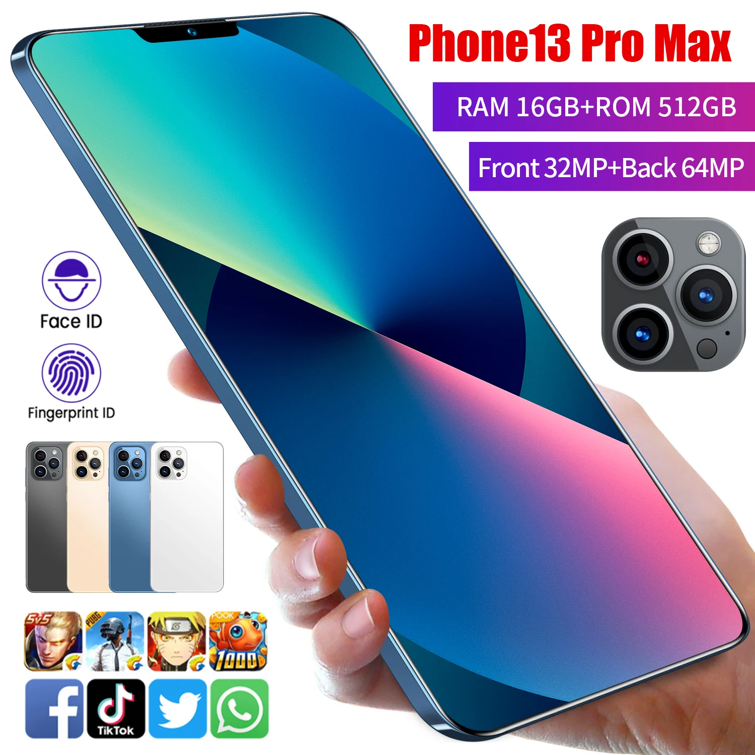 New i13proMax 6.7 Inch 5G Cellphones 16GB+512G Dual Sim Unlock Smartphone 6000mAh Mobile Phone Deca Core Global Celulars
New i13proMax 6.7 Inch 5G Cellphones 16GB+512G Dual Sim Unlock Smartphone 6000mAh Mobile Phone Deca Core Global Celulars