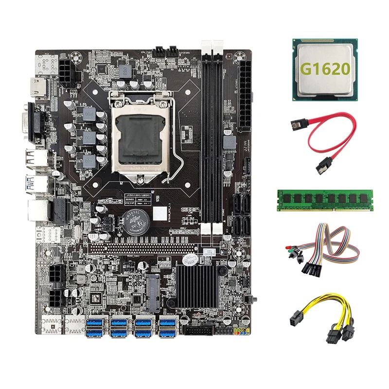 Материнская плата B75 BTC Miner 8xusb + G1620 ЦП + DDR3 4G 1333 МГц ОЗУ + SATA кабель + 6Pin к двойному 8Pin кабелю + кабель переключателя светильник кой
Материнская плата B75 BTC Miner 8xusb + G1620 ЦП + DDR3 4G 1333 МГц ОЗУ + SATA кабель + 6Pin к двойному 8Pin кабелю + кабель переключателя светильник кой