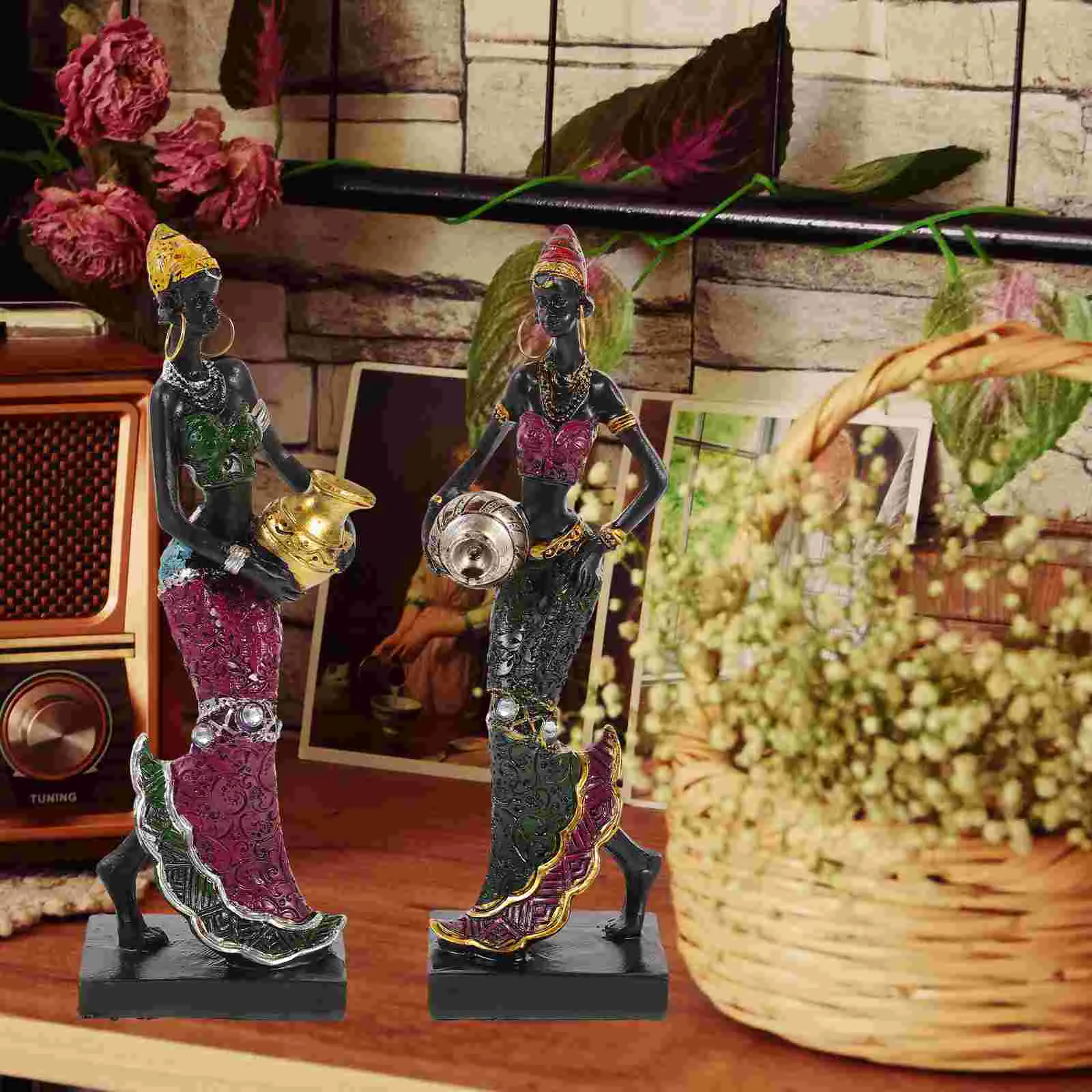 2 Pcs Resin Tribal Lady Figurines Desktop Decoration Artistic Statue Shelf Craft Ornaments Home
2 Pcs Resin Tribal Lady Figurines Desktop Decoration Artistic Statue Shelf Craft Ornaments Home