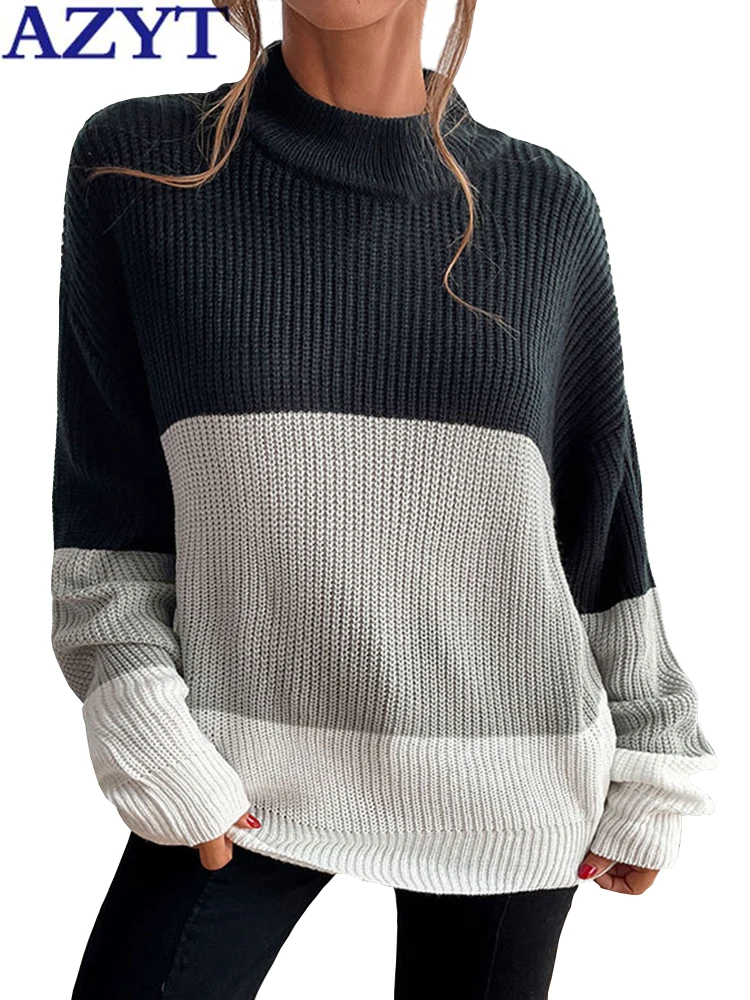 AZYT Patchwork O Neck Pullover Women Sweater 2022 Autumn Winter Loose Knit Jumper Sweaters Women Casual Knitwear Tops Female
AZYT Patchwork O Neck Pullover Women Sweater 2022 Autumn Winter Loose Knit Jumper Sweaters Women Casual Knitwear Tops Female