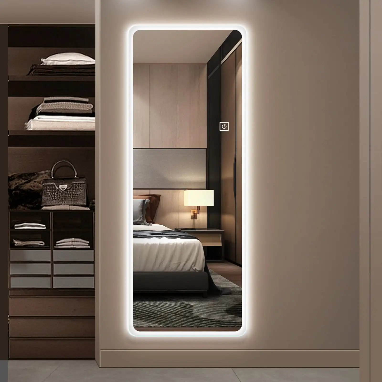 HMTX Wall-Mounted Full Length LED Mirror Intelligent Human Body Induction Mirrors with Smart Touch Button Rounded Corners, Fram
HMTX Wall-Mounted Full Length LED Mirror Intelligent Human Body Induction Mirrors with Smart Touch Button Rounded Corners, Fram