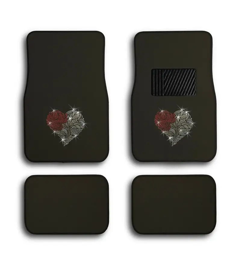 Rose Heart Flower Crystal Swarovski Bling Universal Fit Front/Rear 4-Piece Full Set Carpet Car SUV Truck Floor Mats For Women &
Rose Heart Flower Crystal Swarovski Bling Universal Fit Front/Rear 4-Piece Full Set Carpet Car SUV Truck Floor Mats For Women &