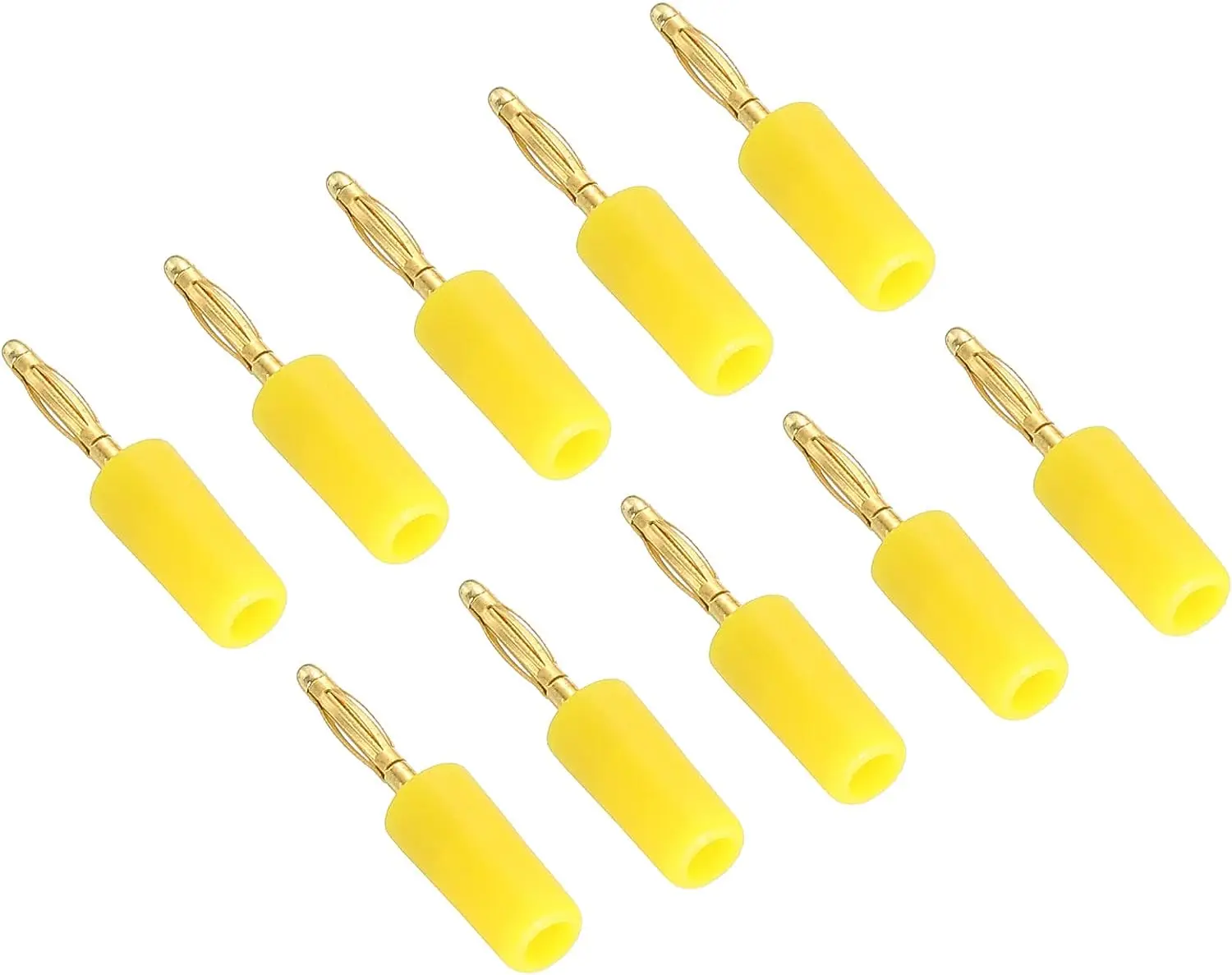 

10 Pack Banana Plugs Connector Speaker Banana Plug Connectors Solder Type 2mm Gold-Plated Copper Yellow for Speaker Wires