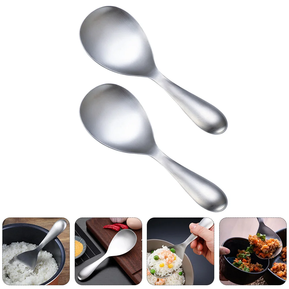 

Rice Spoon Paddle Scoop Serving Spoons Cooking Soup Cooker Metal Spatula Kitchen Stick Server Non Scoops Steel Utensil Ladle