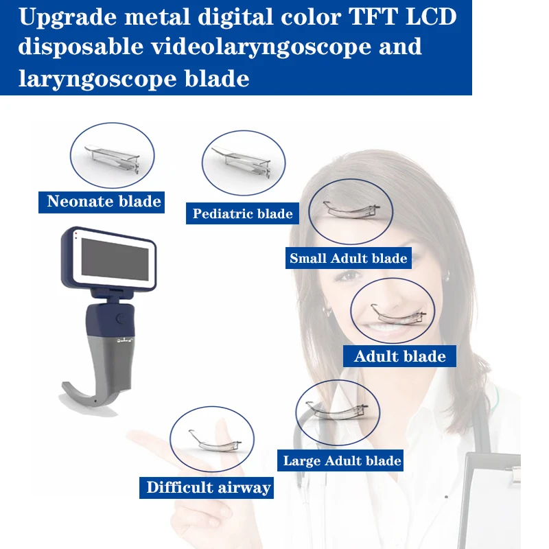 Upgrade metal digital color TFT LCD disposable video laryngoscope and laryngoscope blade
Upgrade metal digital color TFT LCD disposable video laryngoscope and laryngoscope blade