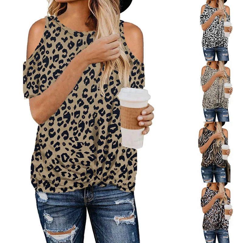 Women's Tops Leopard Print Twist Off Shoulder Short Sleeve T-Shirts Summer Fashion Casual Commuter All-match Tops Lady
Women's Tops Leopard Print Twist Off Shoulder Short Sleeve T-Shirts Summer Fashion Casual Commuter All-match Tops Lady