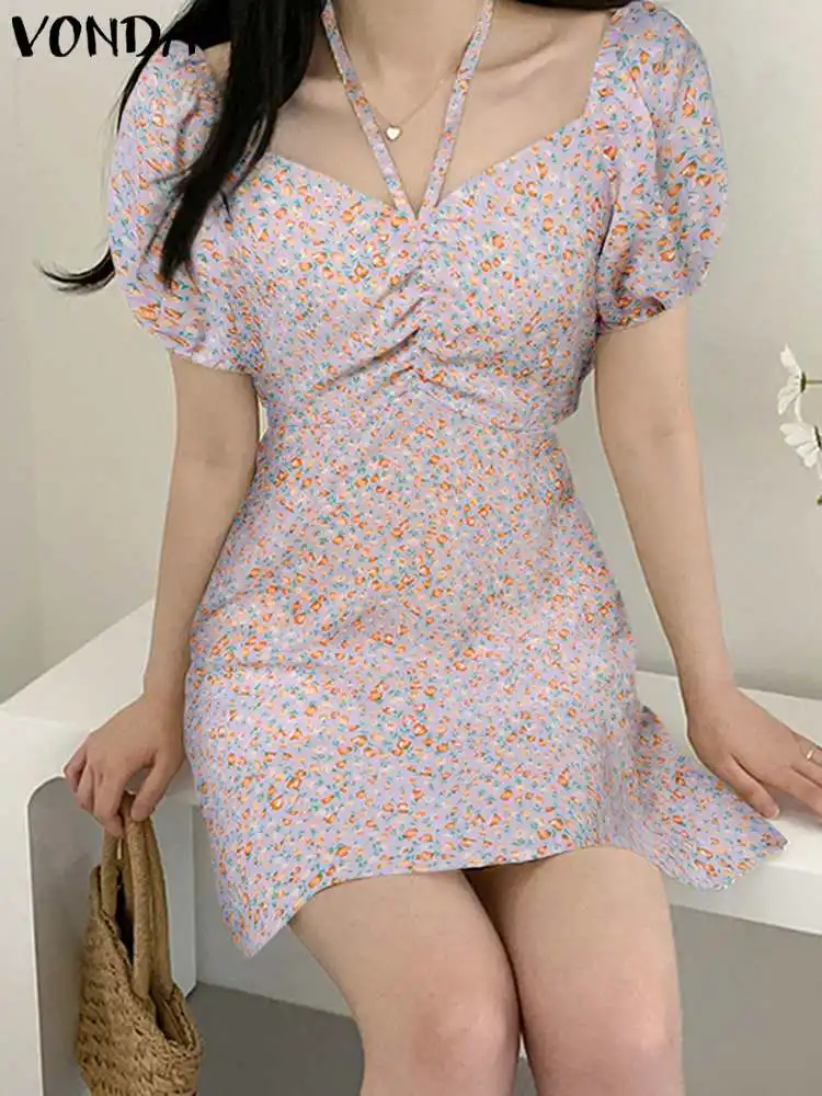 Summer Women Mini Dress VONDA Sexy Floral Printed Sundress 2023 Sexy Square Collar Party Robe Short Sleeve Halter Vestidos
Summer Women Mini Dress VONDA Sexy Floral Printed Sundress 2023 Sexy Square Collar Party Robe Short Sleeve Halter Vestidos