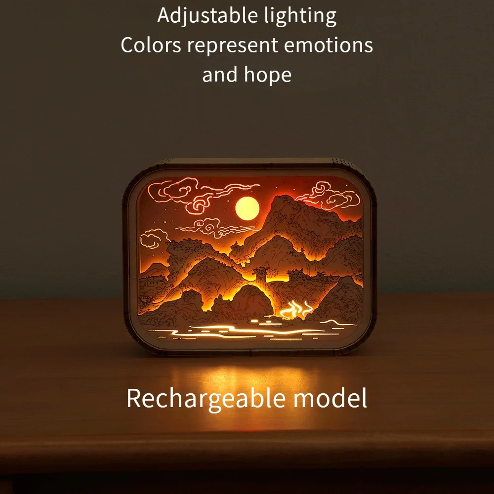 Creative wood carving lamp,Handmade,3D, Colorful lights, night light, atmosphere lamp, bedside decoration, gift.
Creative wood carving lamp,Handmade,3D, Colorful lights, night light, atmosphere lamp, bedside decoration, gift.