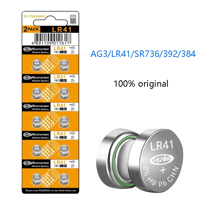 

10 шт. AG3 1,55 V Щелочная батарейка-кнопка 192 LR41 SR41SW L736 кнопочные батарейки для калькулятора часов, щелочная батарея