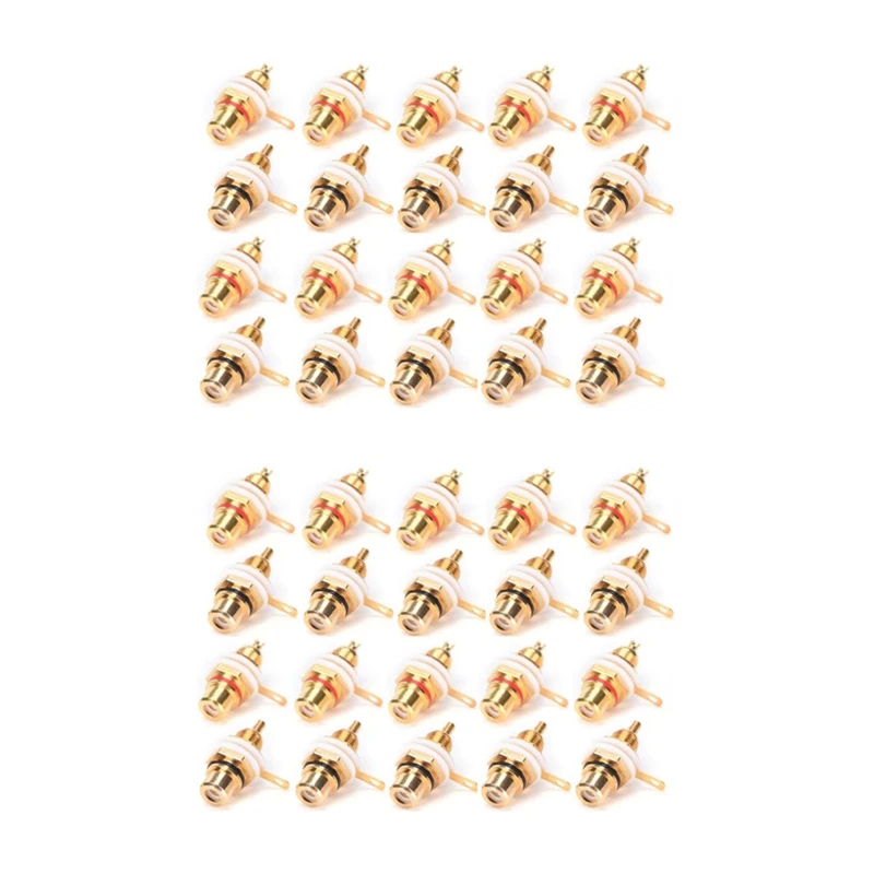 40Pcs Gold Plated RCA Terminal Jack Plug Female Socket Chassis Panel Connector For Amplifier Speaker
40Pcs Gold Plated RCA Terminal Jack Plug Female Socket Chassis Panel Connector For Amplifier Speaker