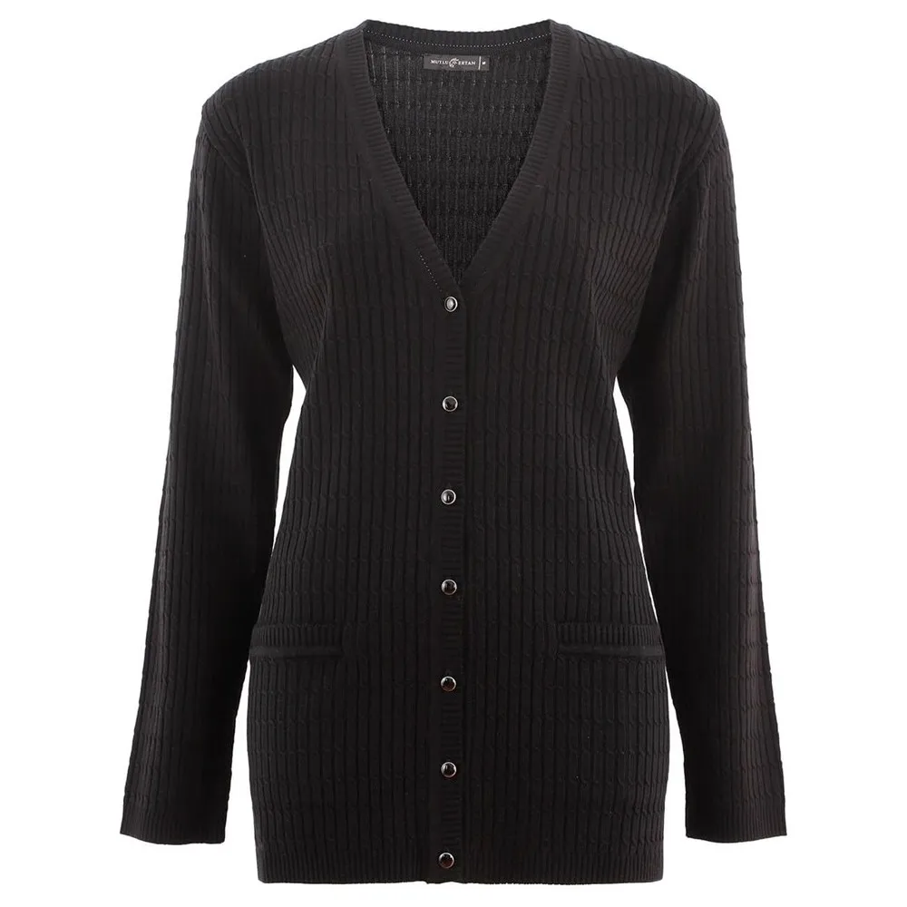 Кардиган в сетку с V-образным вырезом Dorlie, черный 
Кардиган в сетку с V-образным вырезом Dorlie, черный