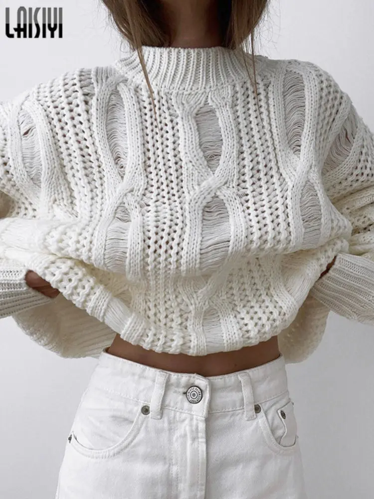 LAISIYI White Sweater Women Hollow Out Long Sleeve Pullover Streetwear Y2k Autumn Winter Solid Knitted Sweaters Women's Clothing
LAISIYI White Sweater Women Hollow Out Long Sleeve Pullover Streetwear Y2k Autumn Winter Solid Knitted Sweaters Women's Clothing