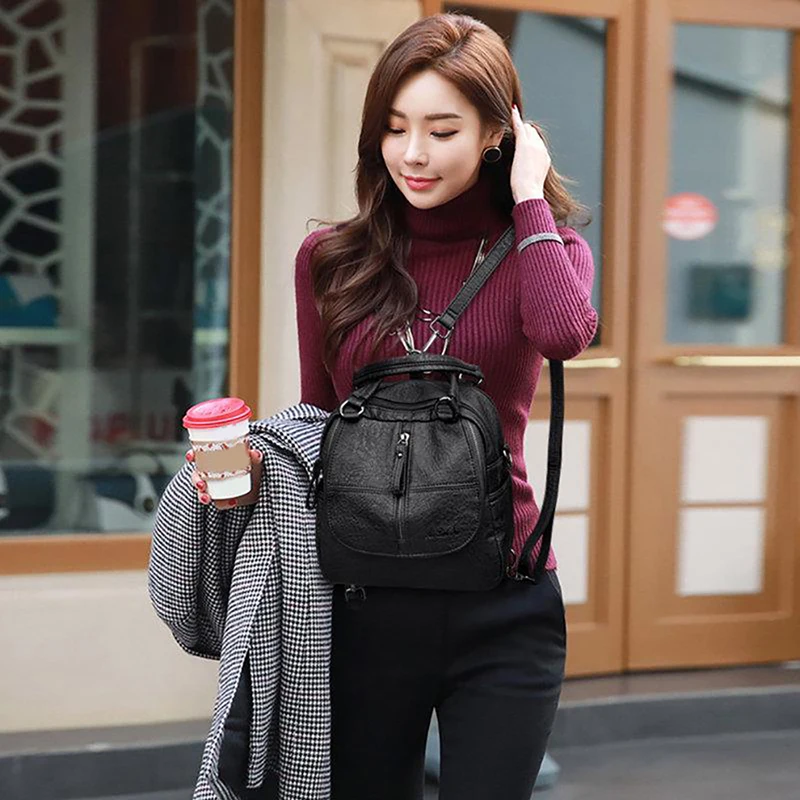 Brand Leather Women's Backpack School Bag Casual Backpack For Girls Double Zipper Leisure Shoulder Bags 2022 New
Brand Leather Women's Backpack School Bag Casual Backpack For Girls Double Zipper Leisure Shoulder Bags 2022 New