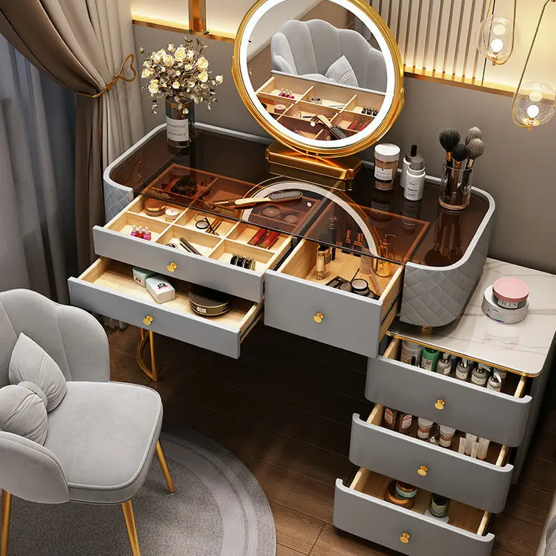 Vanity Luxury Makeup Table Cabinet Integrated Dressing Table Glass Bedroom Small Apartment Modern Schminktisch Furniture AA55
Vanity Luxury Makeup Table Cabinet Integrated Dressing Table Glass Bedroom Small Apartment Modern Schminktisch Furniture AA55