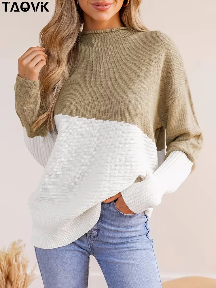 2023 Winter Women's Clothing Turtleneck Sweater Warm Pullover Top Loose Casual Contrast Color Women's Top
2023 Winter Women's Clothing Turtleneck Sweater Warm Pullover Top Loose Casual Contrast Color Women's Top