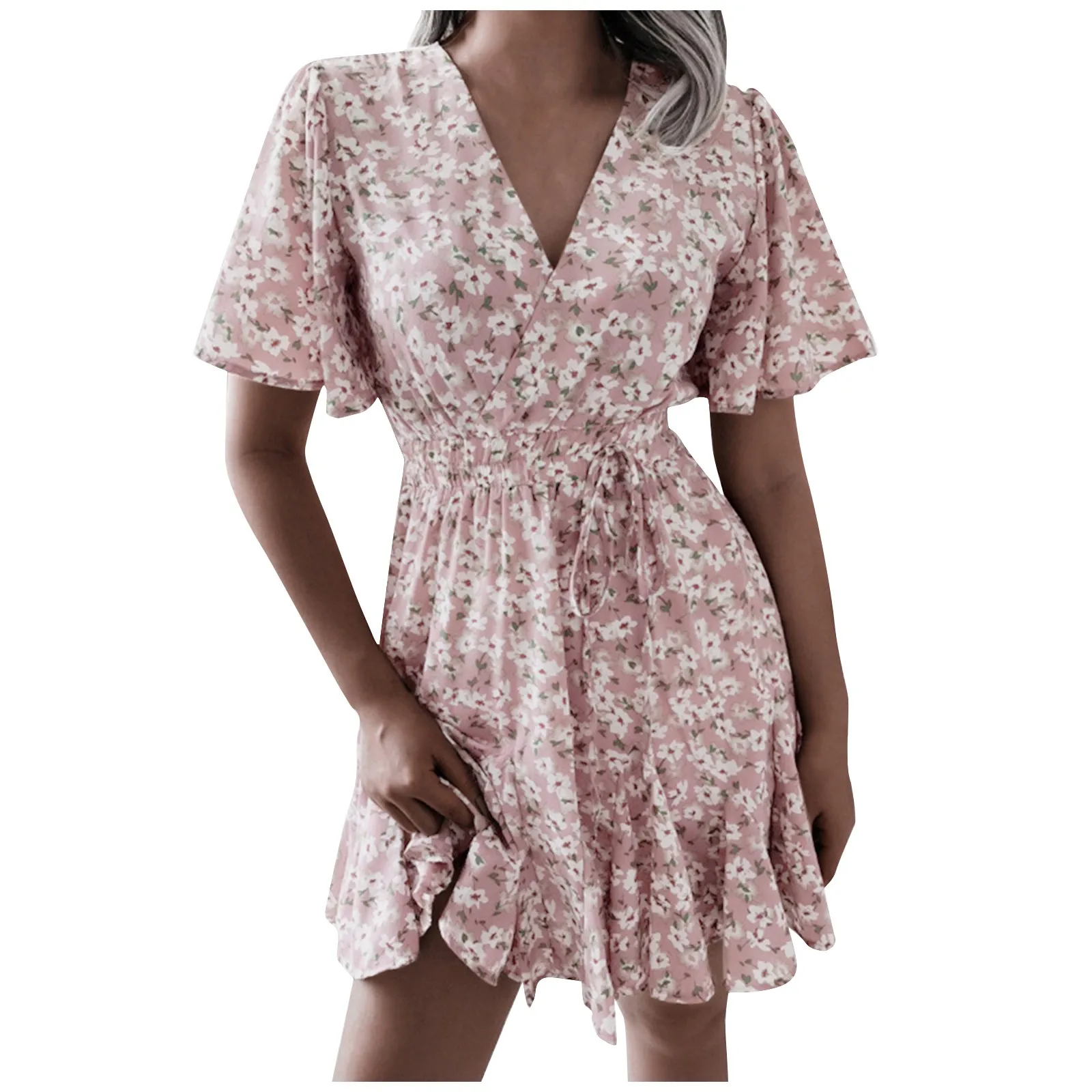 New Arrivals Women Summer Floral Short Sleeve Floral Boho Dress Party Evening Beach V Neck Chiffon Dress Fashion Sexy Mini Dress
New Arrivals Women Summer Floral Short Sleeve Floral Boho Dress Party Evening Beach V Neck Chiffon Dress Fashion Sexy Mini Dress