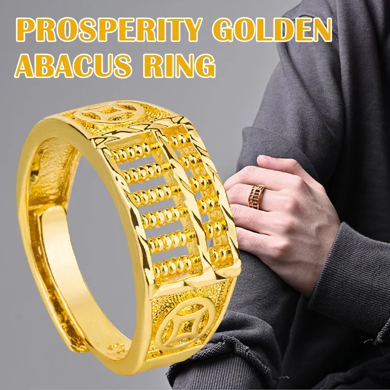 Prosperity Golden Abacus Ring Circle Adjustable Jewelry Gift for Women Men Wedding Wear Comfortably For Birthday Gifts Party 
Prosperity Golden Abacus Ring Circle Adjustable Jewelry Gift for Women Men Wedding Wear Comfortably For Birthday Gifts Party