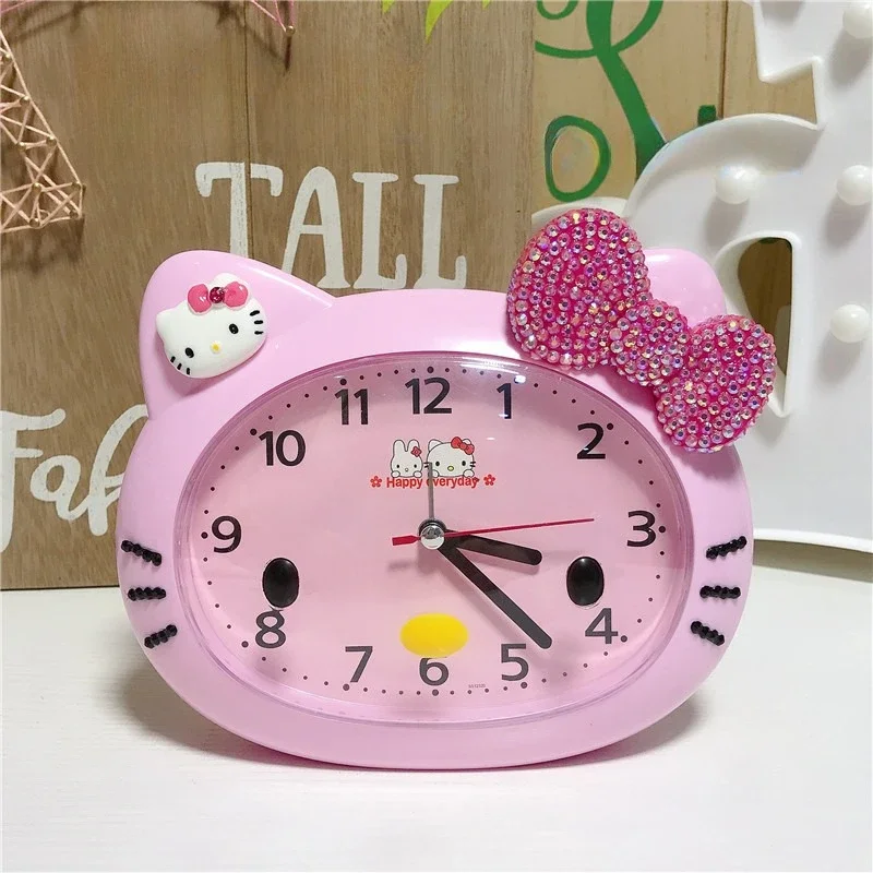 Бесшумный маленький будильник с рисунком Kawaii Hello Kitty детские милые аксессуары в