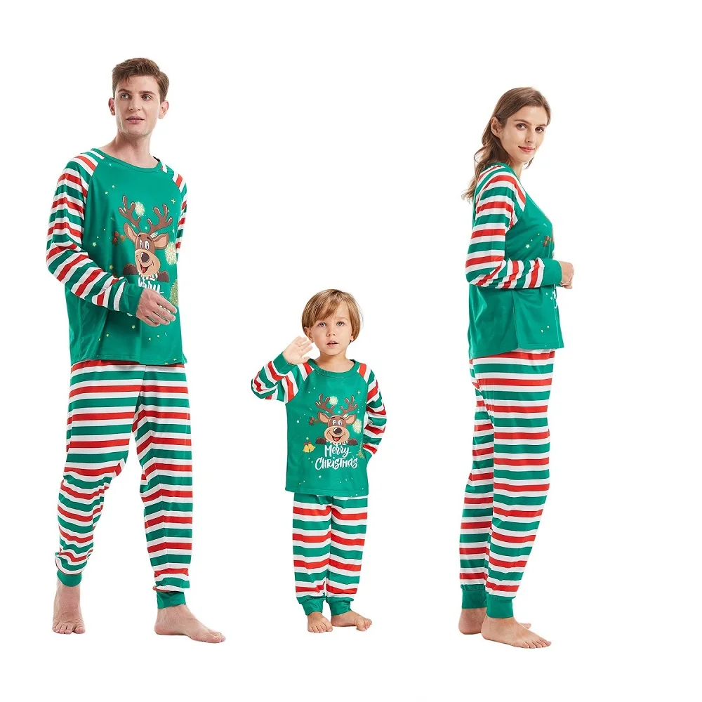 

2023 New Xmas Family Matching Pajamas Set Merry Christmas Letter Print PJs Outfits Deer Top and Plaid Pants Jammies Sleepwear