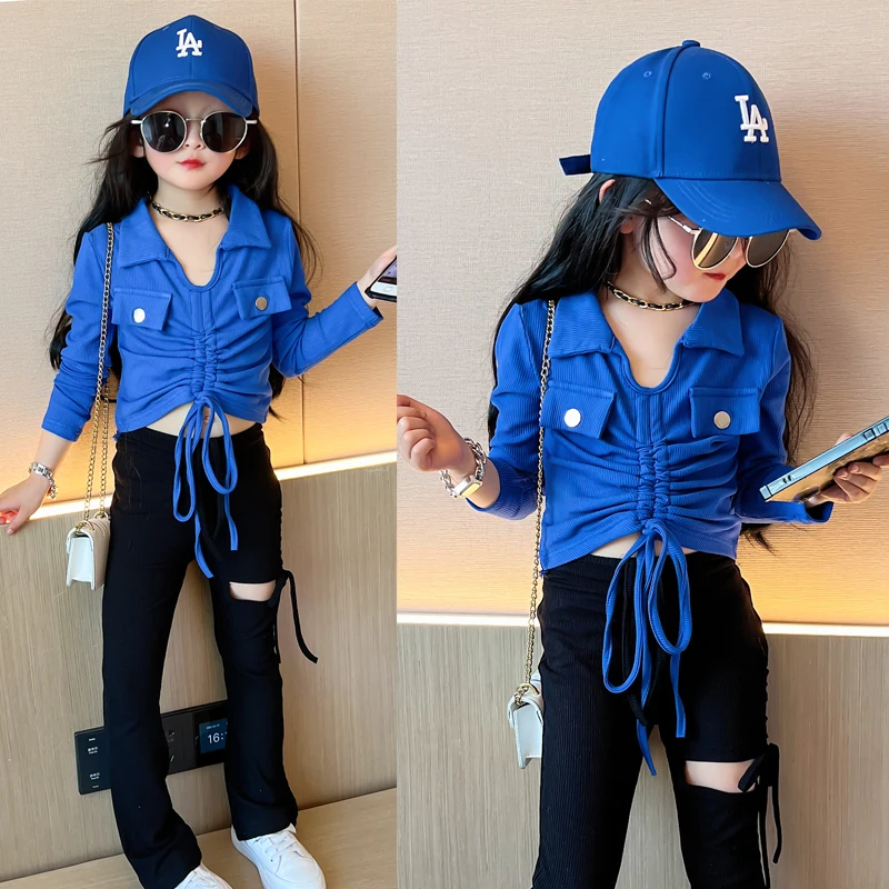 Spring Autumn Girls T Shirt Baby Tee Shirt Kids Tops Children Streetwear Clothes Fashion Center Adjustable Lacing 4-13Y
Spring Autumn Girls T Shirt Baby Tee Shirt Kids Tops Children Streetwear Clothes Fashion Center Adjustable Lacing 4-13Y