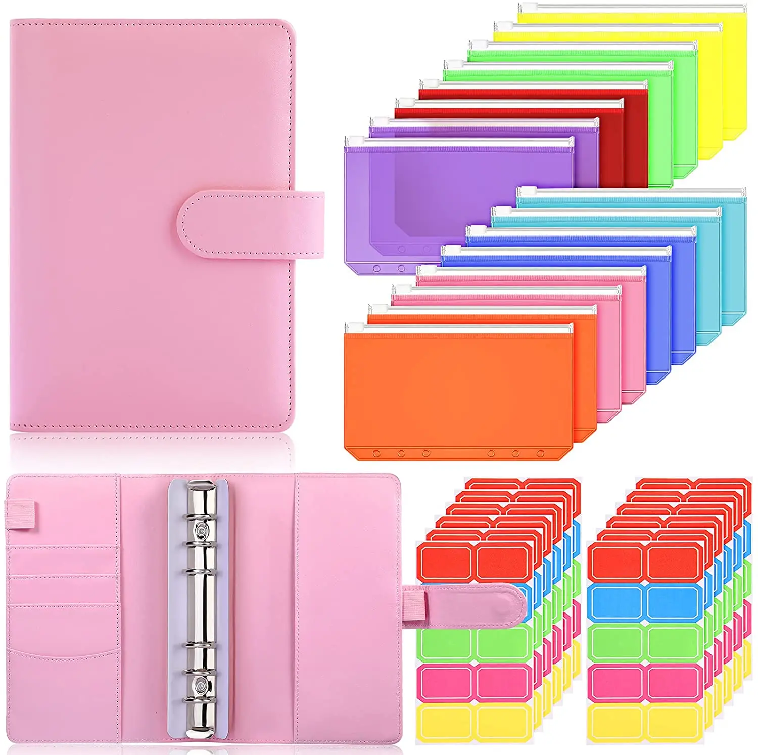 A6 PU Leather Notebook Binder Cover Budget Planning Notepad with 24 Pieces A6 Binder Pocket Pine Leaf Bag
A6 PU Leather Notebook Binder Cover Budget Planning Notepad with 24 Pieces A6 Binder Pocket Pine Leaf Bag