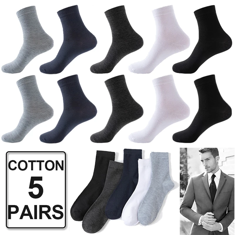 

5 Pairs Men's Cotton Socks Black Causal Business Men Socks Breathable Deodorant Tube Socks Summer Winter High-quality Male Sox