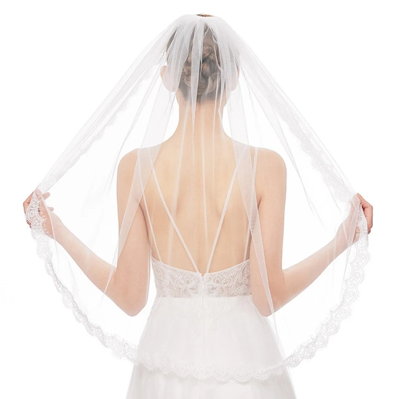 1 Tier Bridal Veil with Metal Comb Sheer Tulle with Lace Trim Wedding Hair Accessories Elbow Veils for Brides White 
1 Tier Bridal Veil with Metal Comb Sheer Tulle with Lace Trim Wedding Hair Accessories Elbow Veils for Brides White