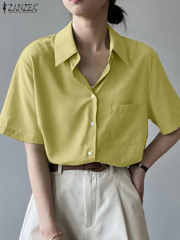 Fashion Summer Shirt ZANZEA Women Lapel Neck Short Sleeve Blouse Elegant Solid OL Work Blusas Casual Loose Tops Tunic Chemise
Fashion Summer Shirt ZANZEA Women Lapel Neck Short Sleeve Blouse Elegant Solid OL Work Blusas Casual Loose Tops Tunic Chemise