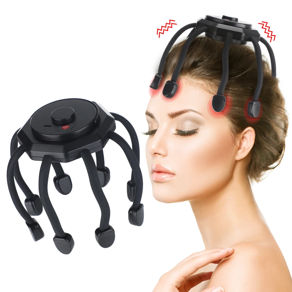 

12/8 Claw Vibration Head Massager Octopus Stress Relief Deep Tissue Scalp Massage Wireless Health Care Point Kneading masajeador