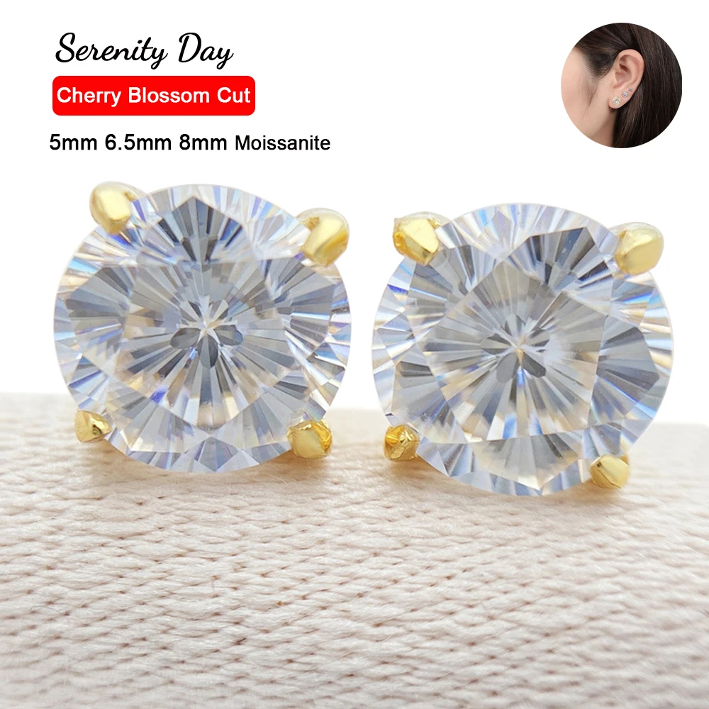 Serenity Day D Color 5mm 6.5mm 8mm Cherry Blossom Cutting Moissanite Screw Earrings For Women 100% S925 Sterling Silver Jewelry
Serenity Day D Color 5mm 6.5mm 8mm Cherry Blossom Cutting Moissanite Screw Earrings For Women 100% S925 Sterling Silver Jewelry