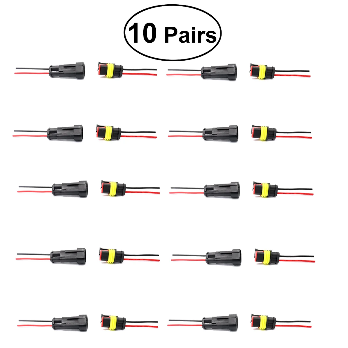 10 Pairs 2-Pin IP67 Waterproof Electrical Wire Terminal Connectors Plugs with Wires Kits for Motorcycles
10 Pairs 2-Pin IP67 Waterproof Electrical Wire Terminal Connectors Plugs with Wires Kits for Motorcycles