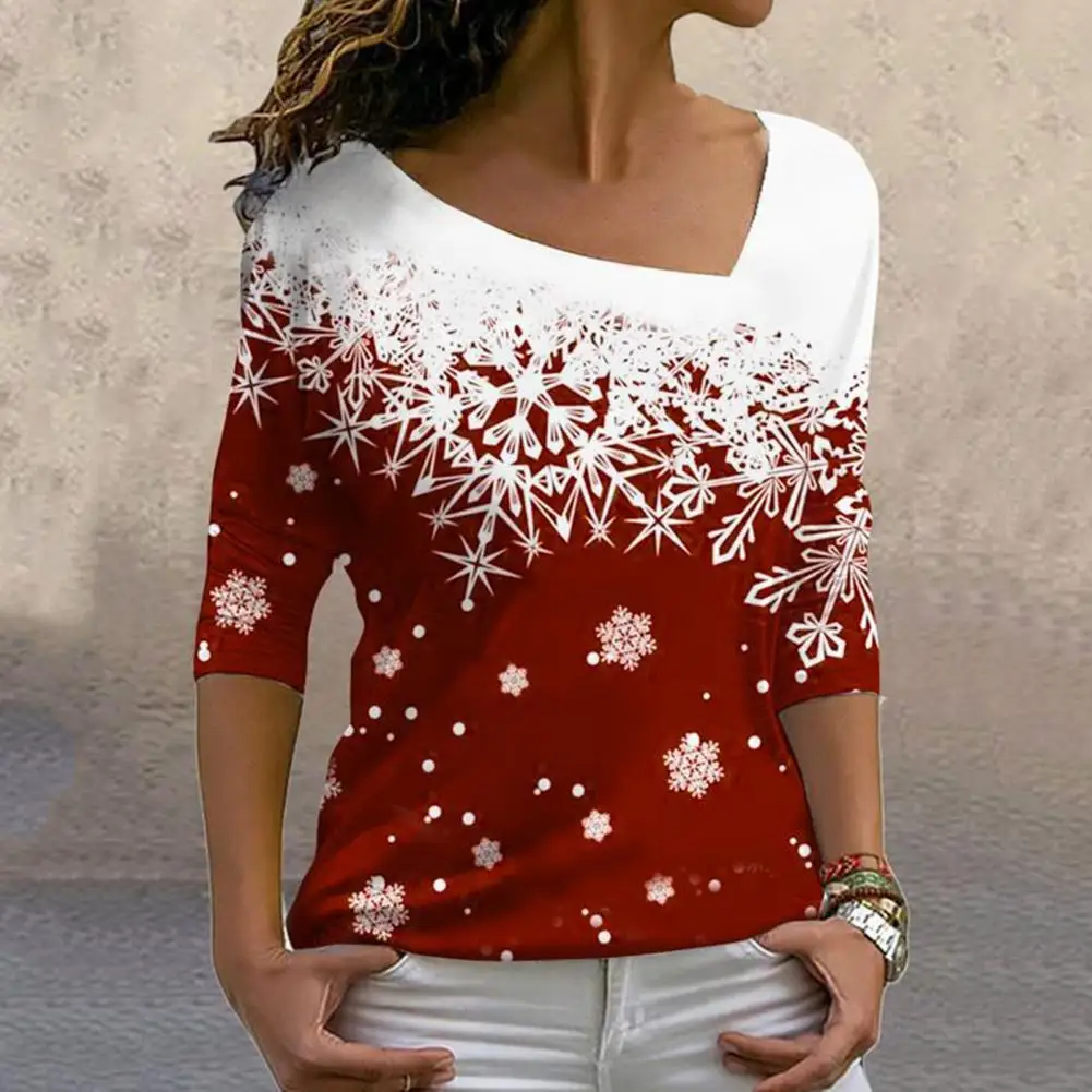 Popular Tee Shirt Skew Collar Comfortable Spring Casual Loose Christmas Pullover Blouse Versatile Autumn Blouse for Work
Popular Tee Shirt Skew Collar Comfortable Spring Casual Loose Christmas Pullover Blouse Versatile Autumn Blouse for Work