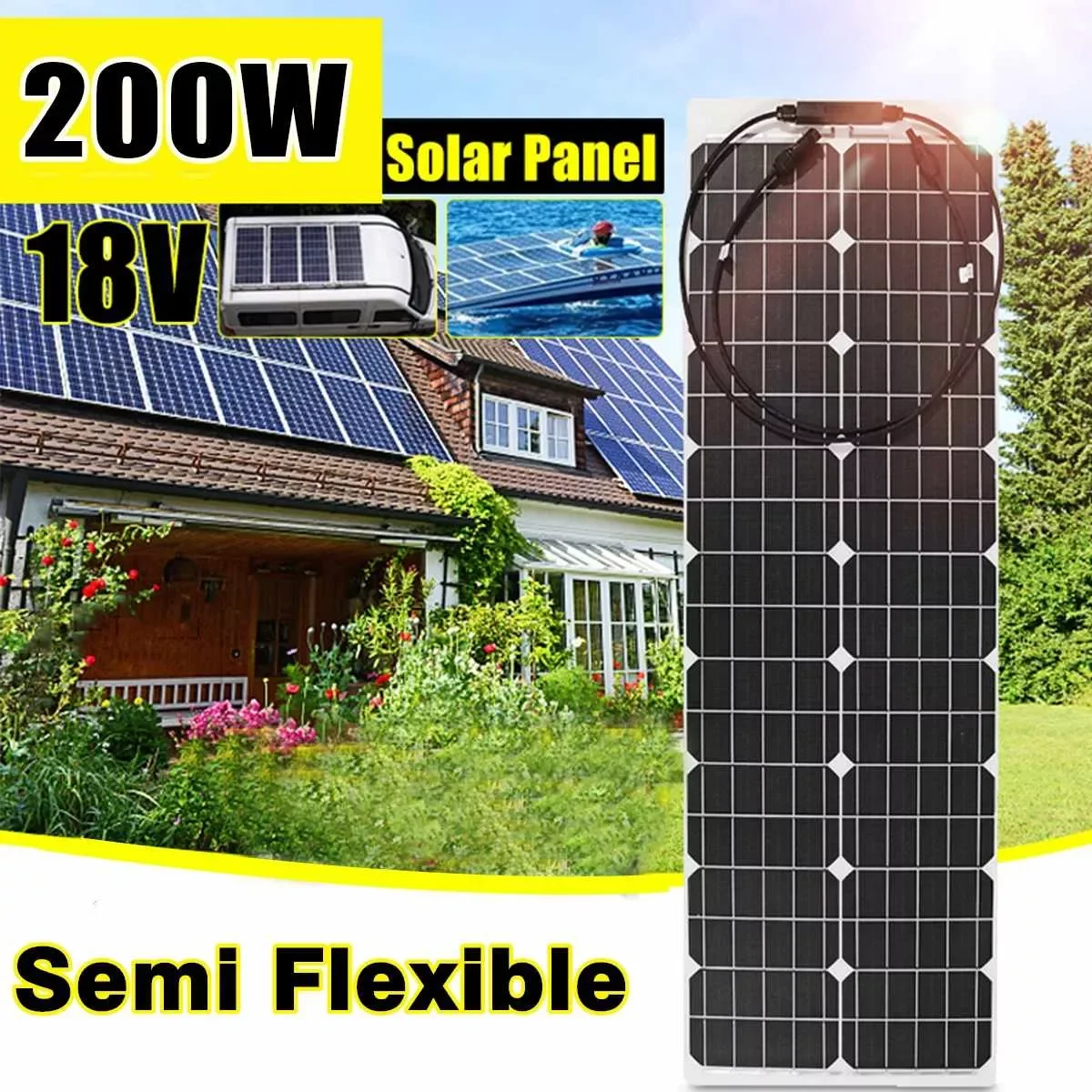 NEW 200W Solar Panel Solar Cells Flexible Folded Waterproof Solar Panel For Car Yacht RV Home Battery Charger With Connector
NEW 200W Solar Panel Solar Cells Flexible Folded Waterproof Solar Panel For Car Yacht RV Home Battery Charger With Connector