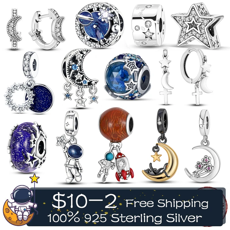 Starry Sky Series Silver Color Astronaut Rocket Star Moon Charm Pendant Bead Fit Original Pandora Bracelet Necklace DIY Making
Starry Sky Series Silver Color Astronaut Rocket Star Moon Charm Pendant Bead Fit Original Pandora Bracelet Necklace DIY Making