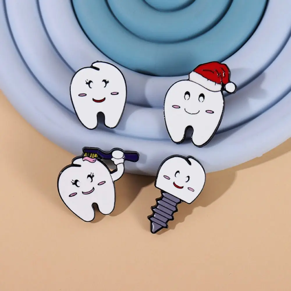 

Cartoon Smiling Tooth Enamel Badge Pins Funny Teeth Dentist Brooches Button Oral Health Care Jewelry for Friends Gift