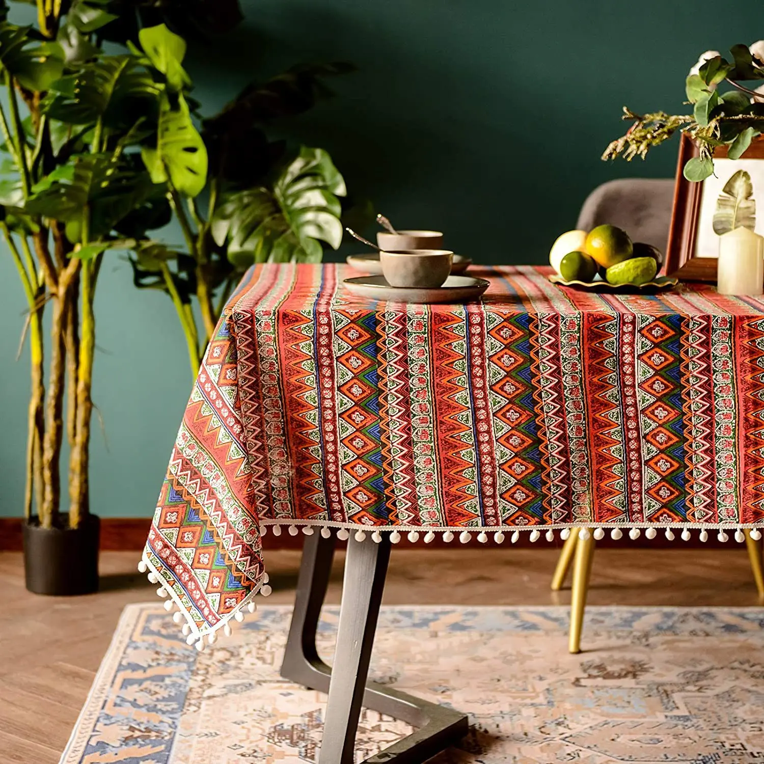 Bohemian Round & Rectangular Christmas Tablecloth Geometry Rhombus Soft Cotton Linen Fabric Table Cover Banquet for Tea 
Bohemian Round & Rectangular Christmas Tablecloth Geometry Rhombus Soft Cotton Linen Fabric Table Cover Banquet for Tea