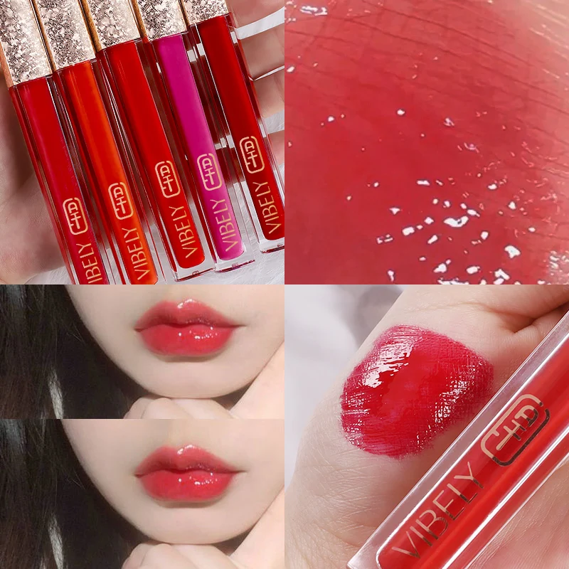 

VIBELY Natural Mirror Water Lip Gloss Glaze Lip Oil Waterproof Longlasting Liquid Lipstick Nude Tint Lipgloss Not Sticky Makeup